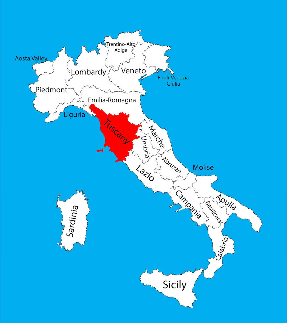 意大利地图与托斯卡纳突出