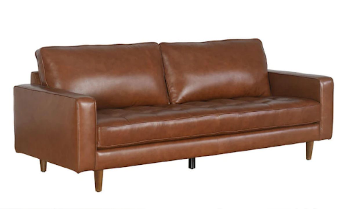 艾比森家具制作的可爱的棕色皮革双人座椅