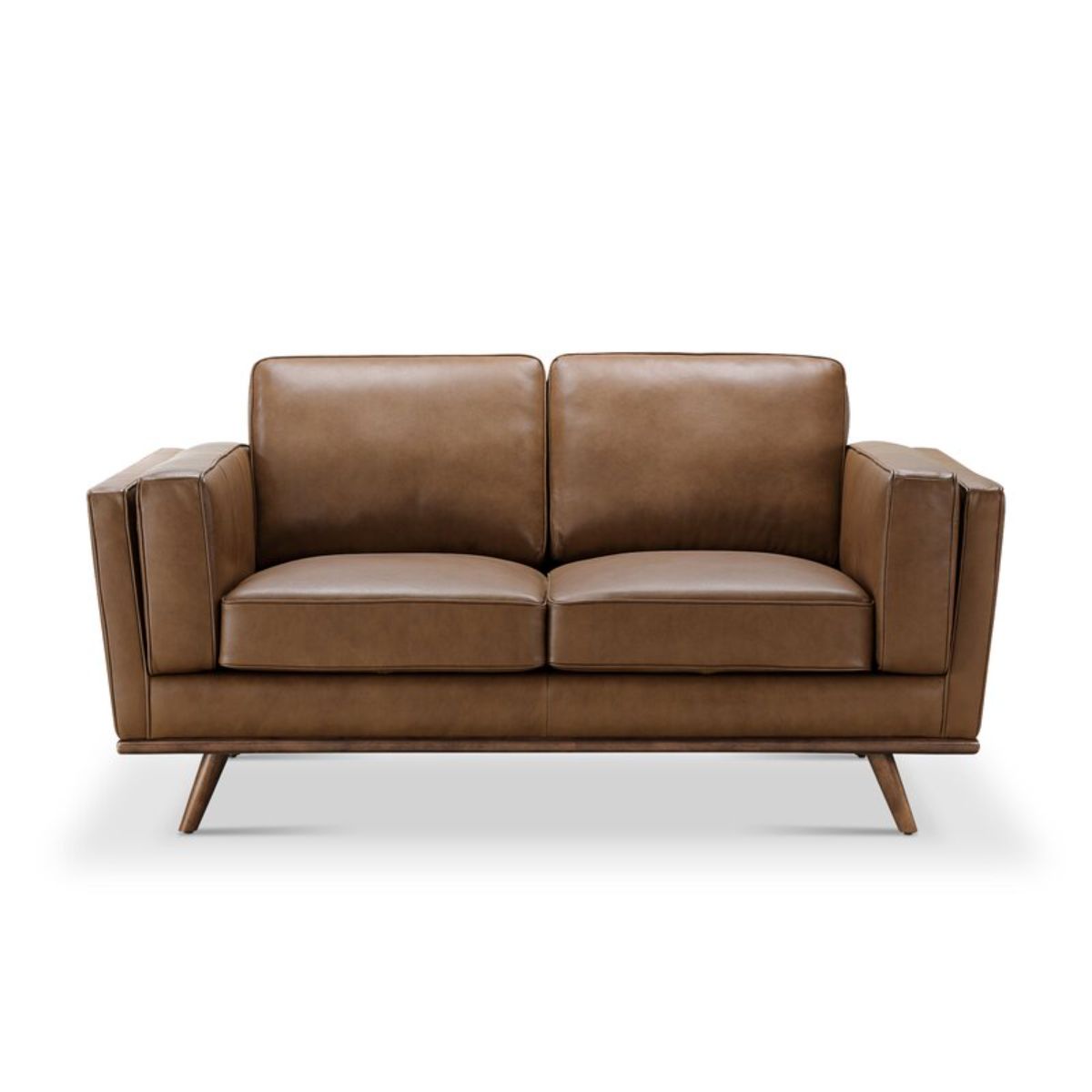 由Allmodern家具制作的华丽双座棕色真皮沙发