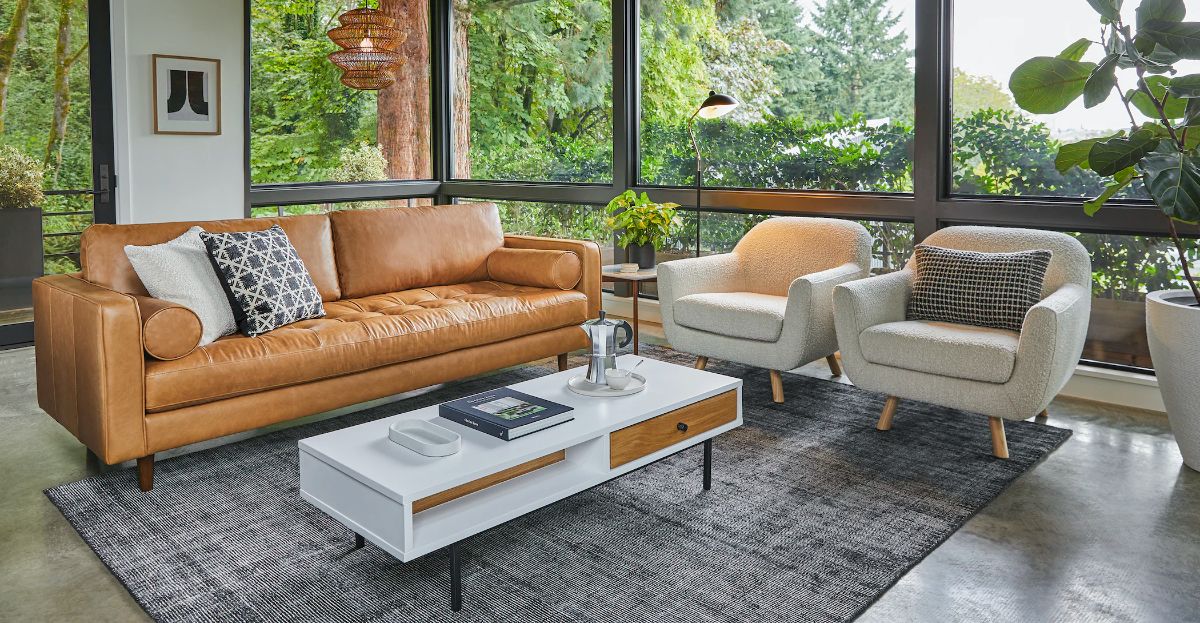 客厅家具，由Article制作的Sven真皮沙发